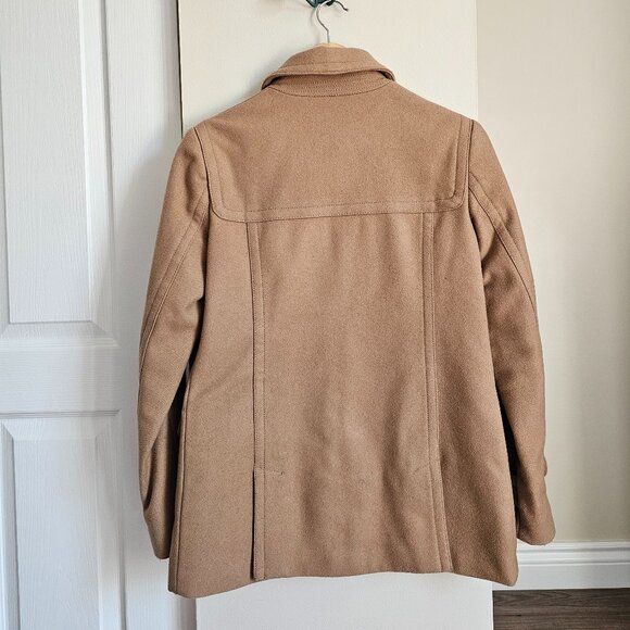 Banana Republic Camel Wool Toggle Coat Overcoat With Leather Accents Size XS - Picture 3 of 12